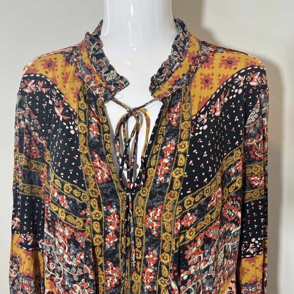 UMGEE Women’s Boho Tunic Mini Dress Small Size Bell Sleeves Rayon - Picture 9 of 12